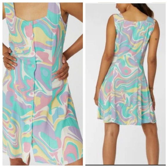 Dangerfield Dresses & Skirts - 💚NWT Dangerfield Ultra Waves Pastel Dress 70's Vibe Retro Pattern SZ 8
